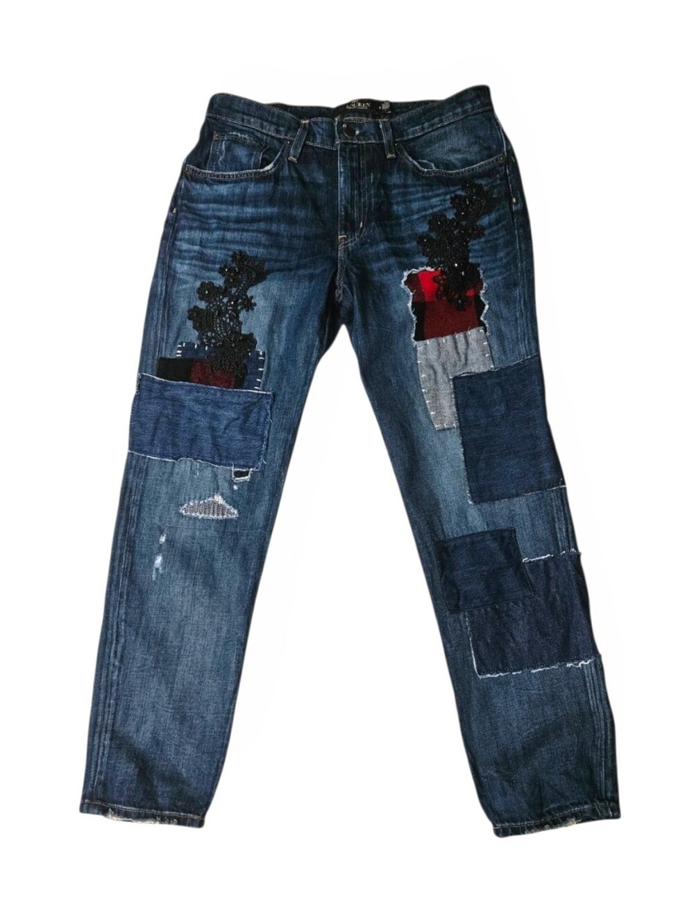 Lauren Ralph Lauren Patchwork Relaxed Tapered Ankle Jeans Women's 6